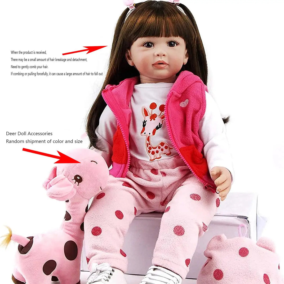 Realistic Reborn Baby Doll With Long Hair and Accessories