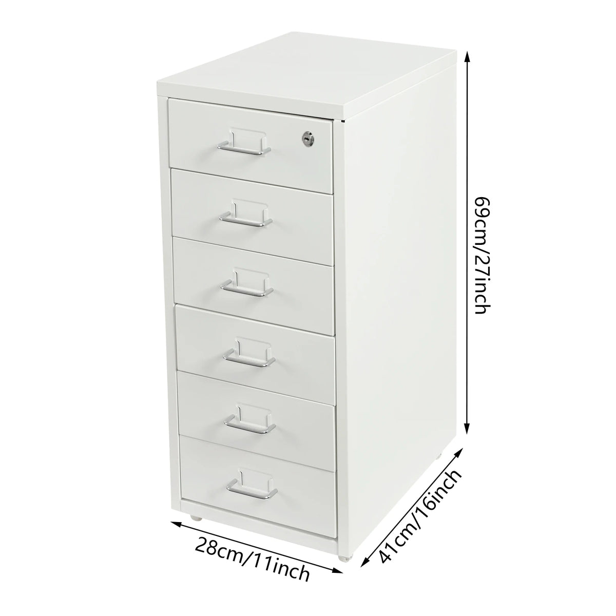 Six Drawer Lockable File Cabinet With Wheels