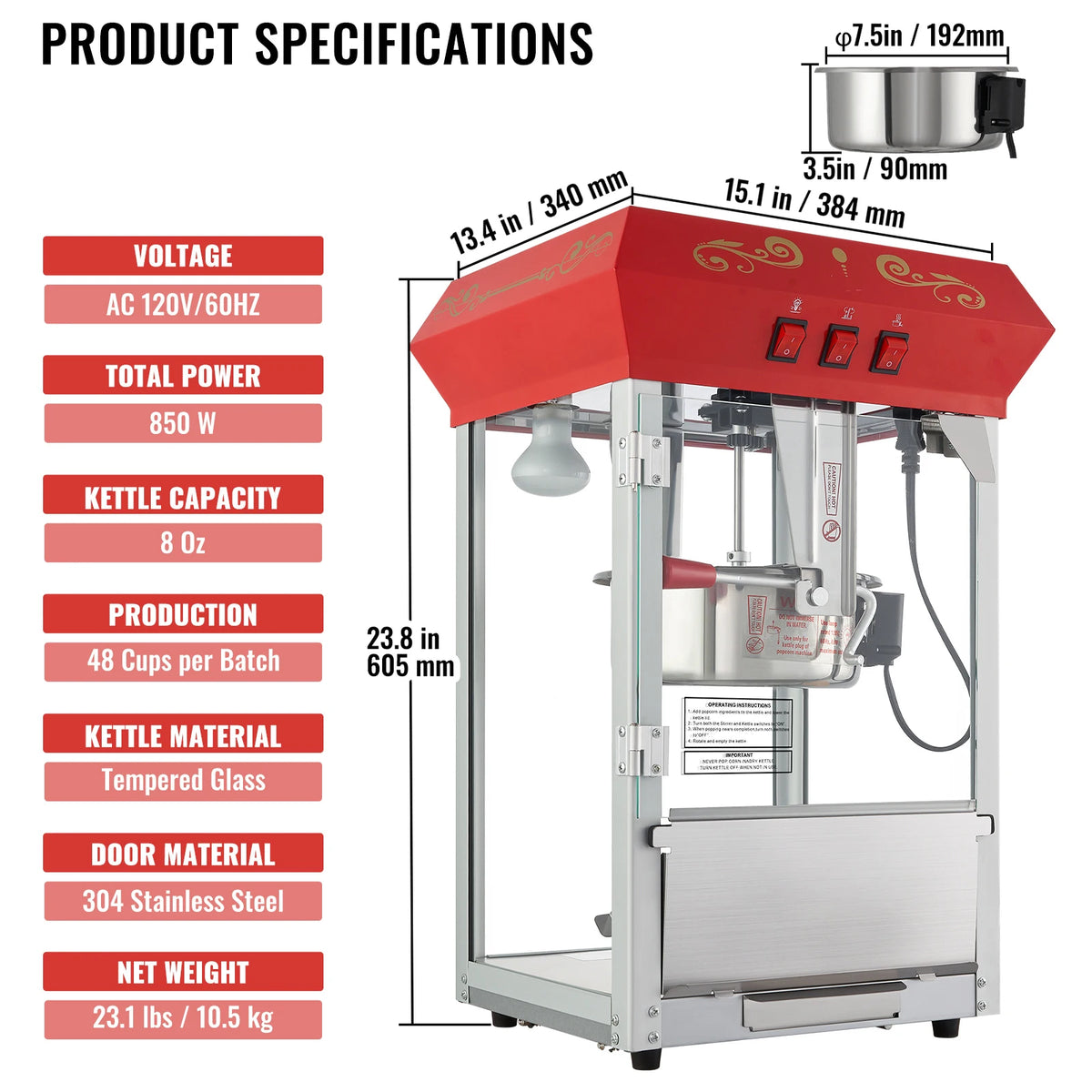 SucceBuy Countertop Movie Theater Popcorn Maker
