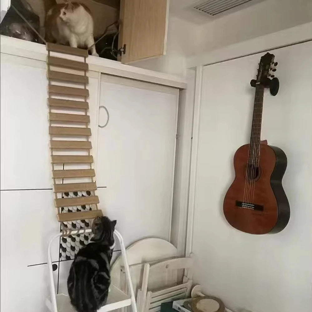 Cat Bridge Ladder for Cage Sisal Rope Wood Cat Furniture