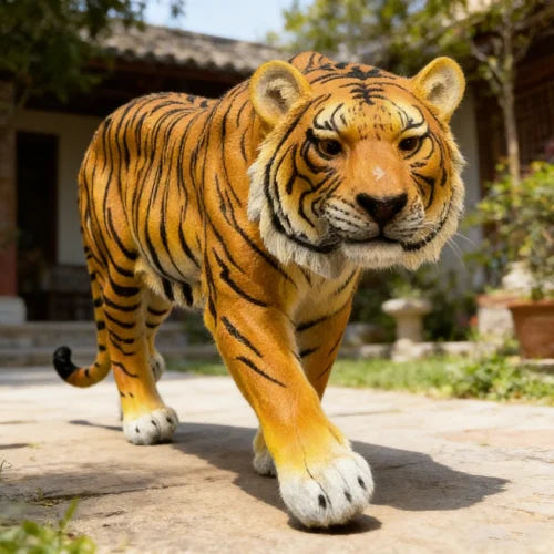Simulated Tiger Resin Statue For Garden And Outdoor Decor