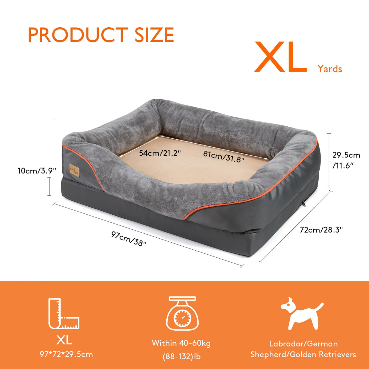 BINGOPAW Large Dog Bed With Washable Waterproof Cover