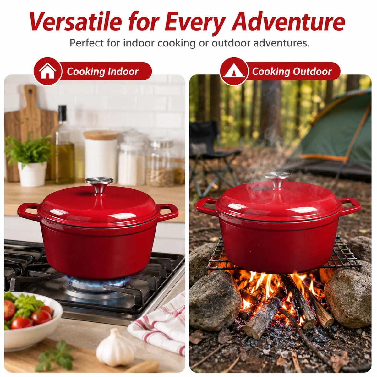 HanSmart 4.75 Qt Enameled Cast Iron Dutch Oven