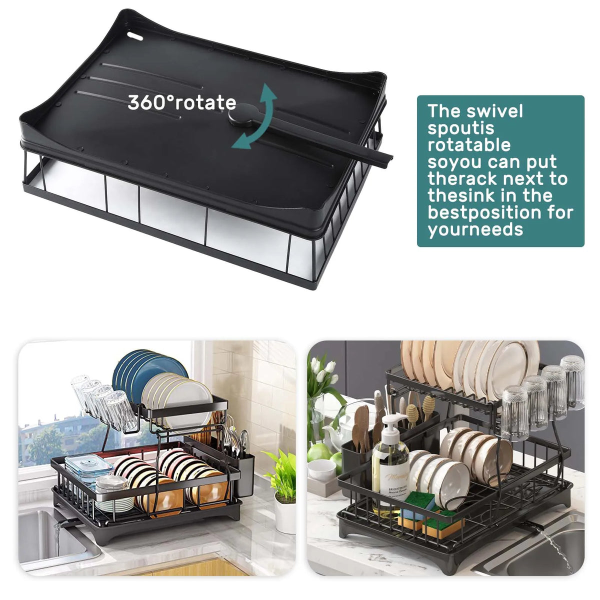 Two Tier Dish Drying Rack for Kitchen Countertops