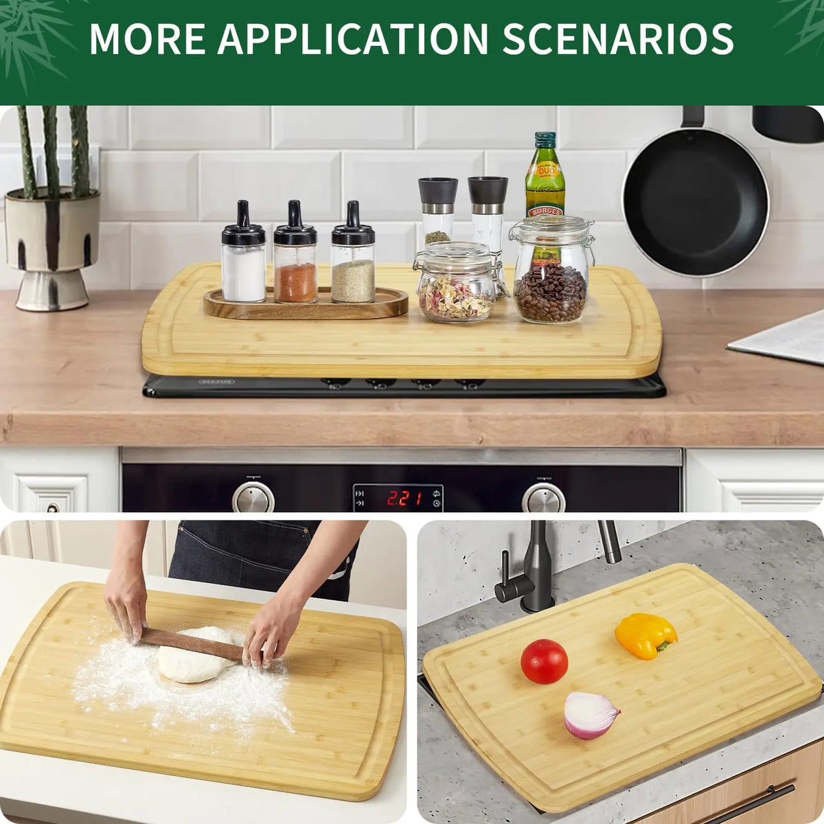 Bamboo Cutting Board With Deep Juice Grooves