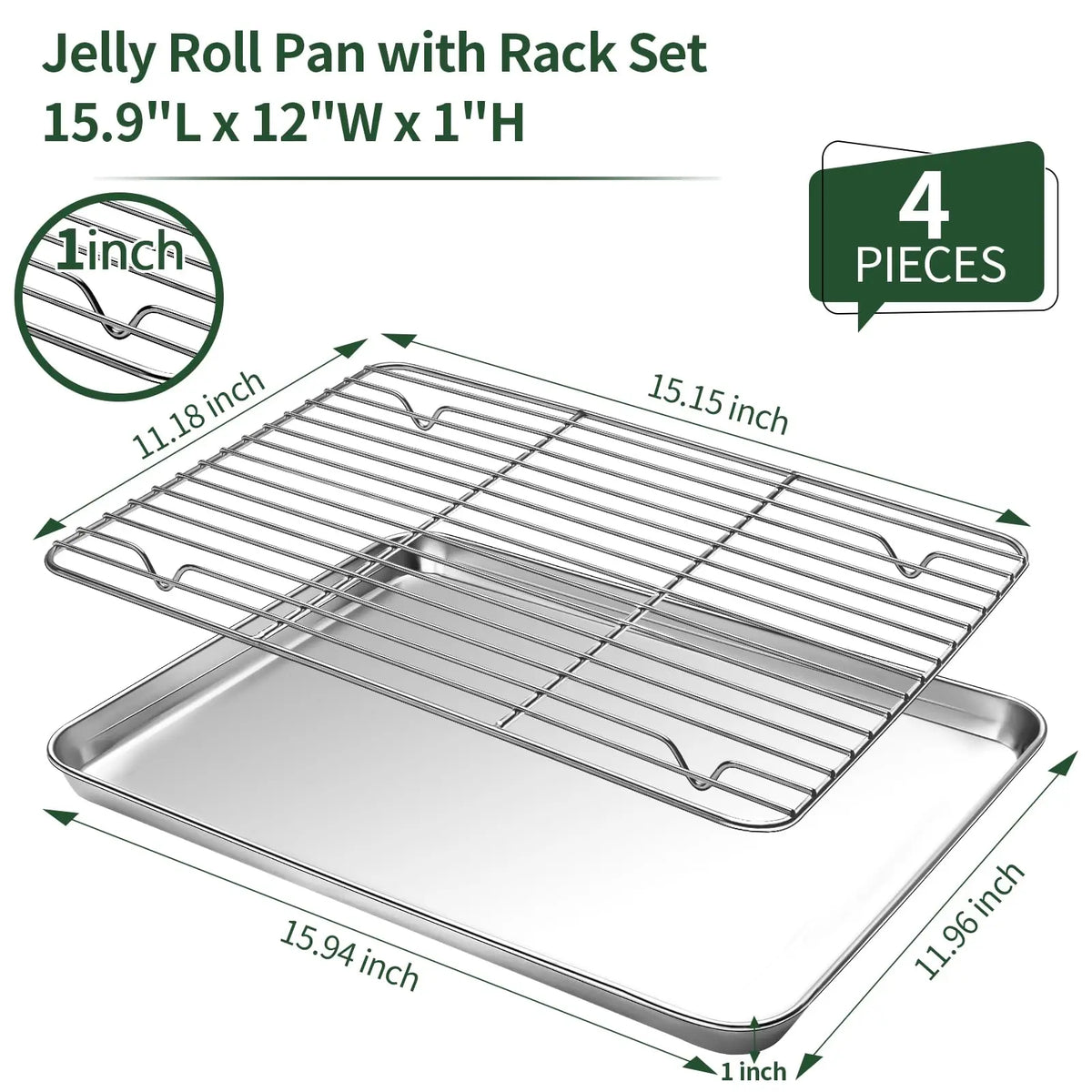 Stainless Steel Baking Sheet Set With Cooling Racks