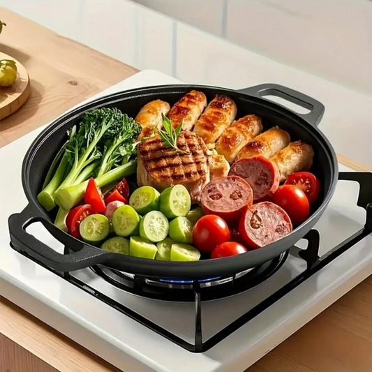 Preseasoned Cast Iron Grill Skillet With Dual Handles