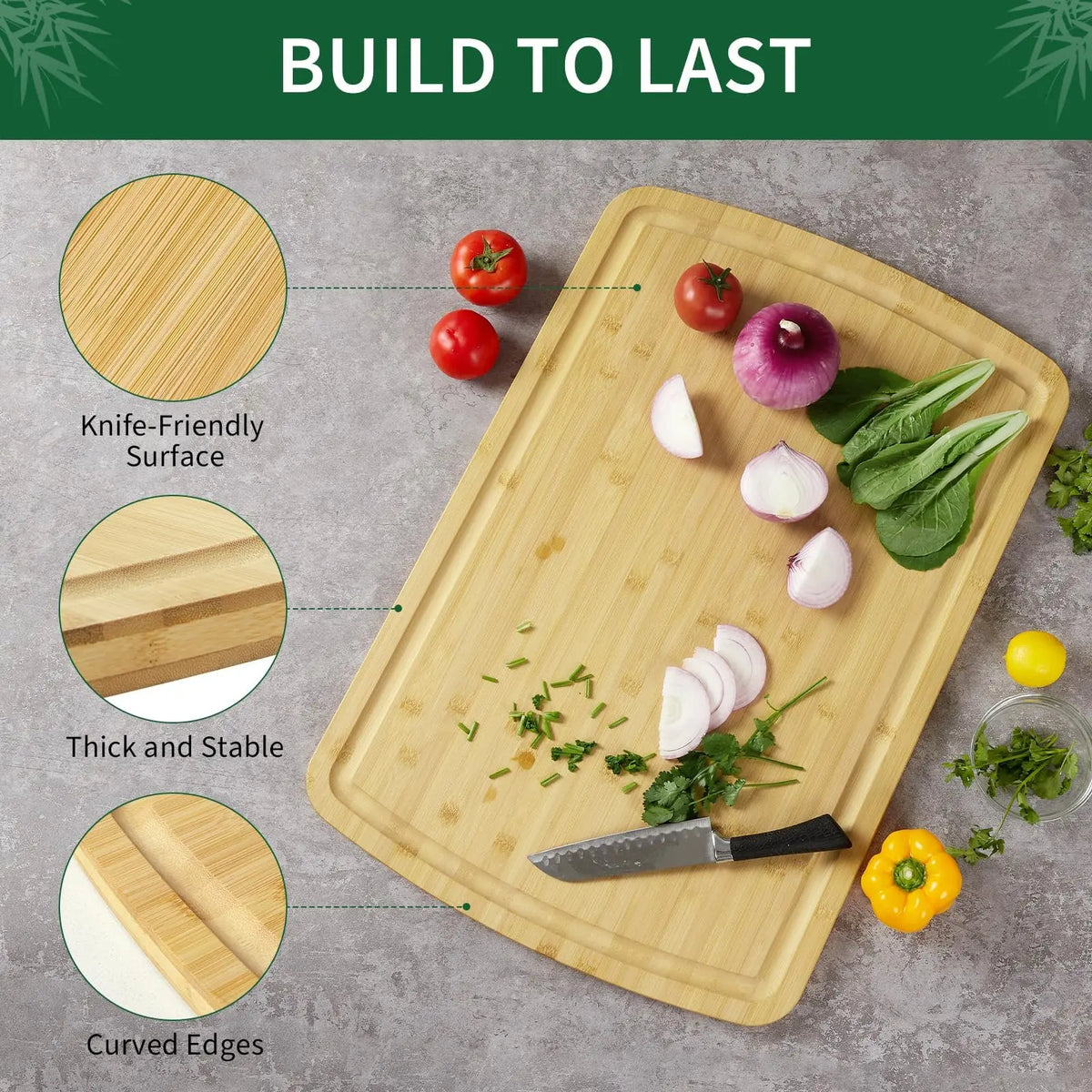 Bamboo Cutting Board With Deep Juice Grooves