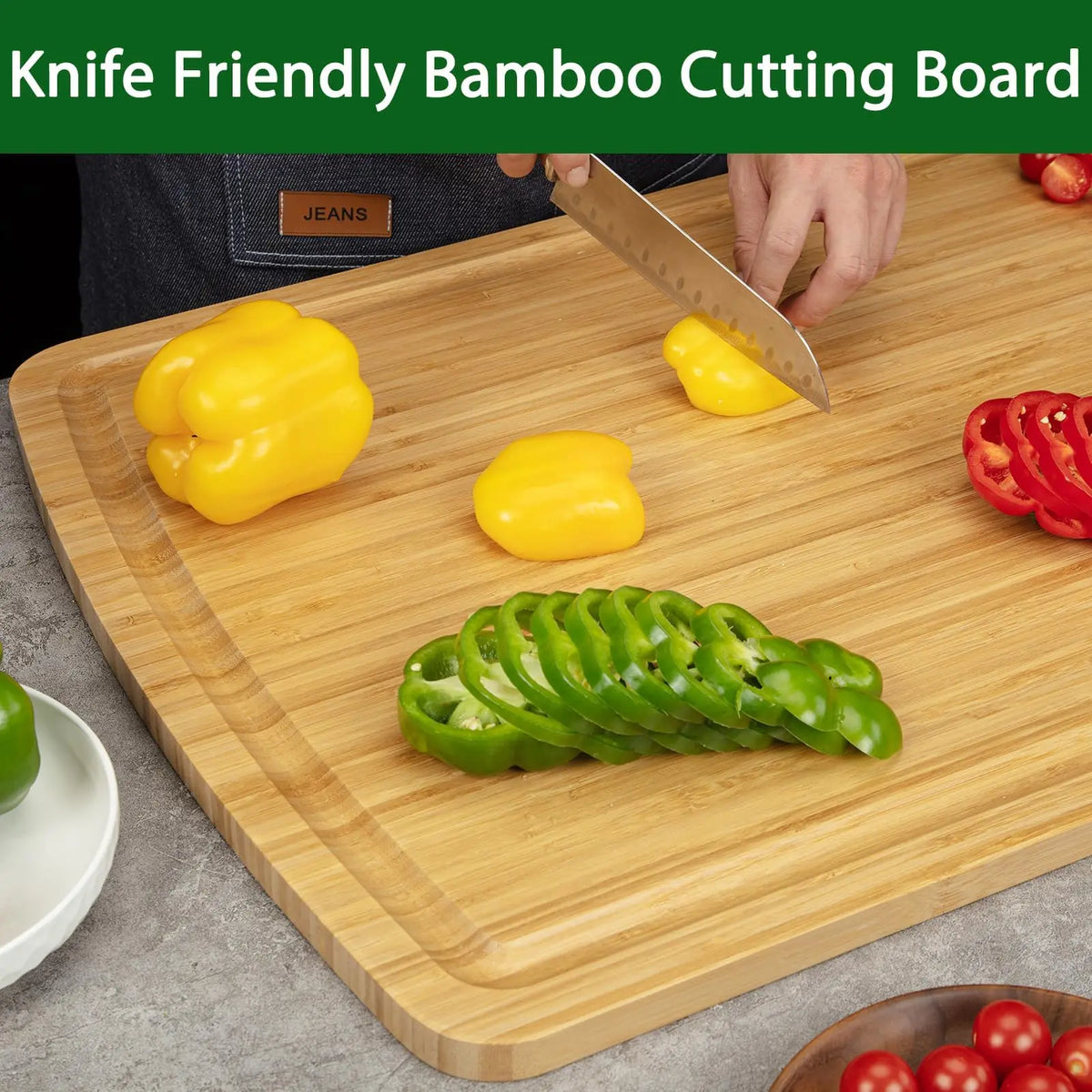 Bamboo Cutting Board With Deep Juice Grooves