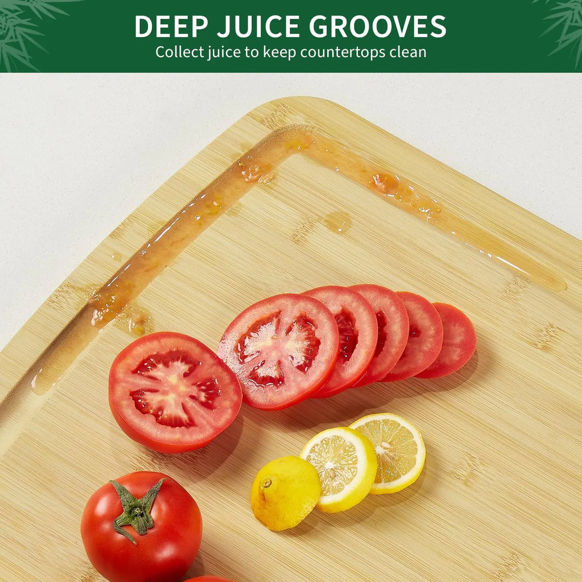 Bamboo Cutting Board With Deep Juice Grooves