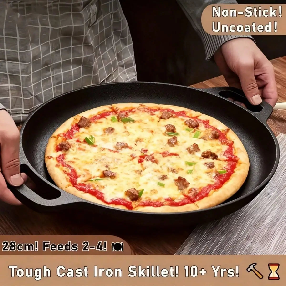 Preseasoned Cast Iron Grill Skillet With Dual Handles