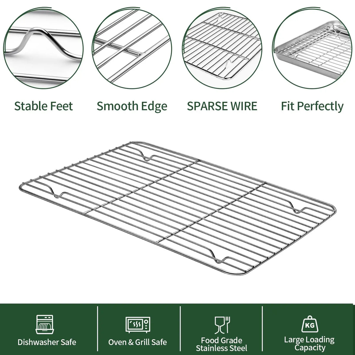 Stainless Steel Baking Sheet Set With Cooling Racks
