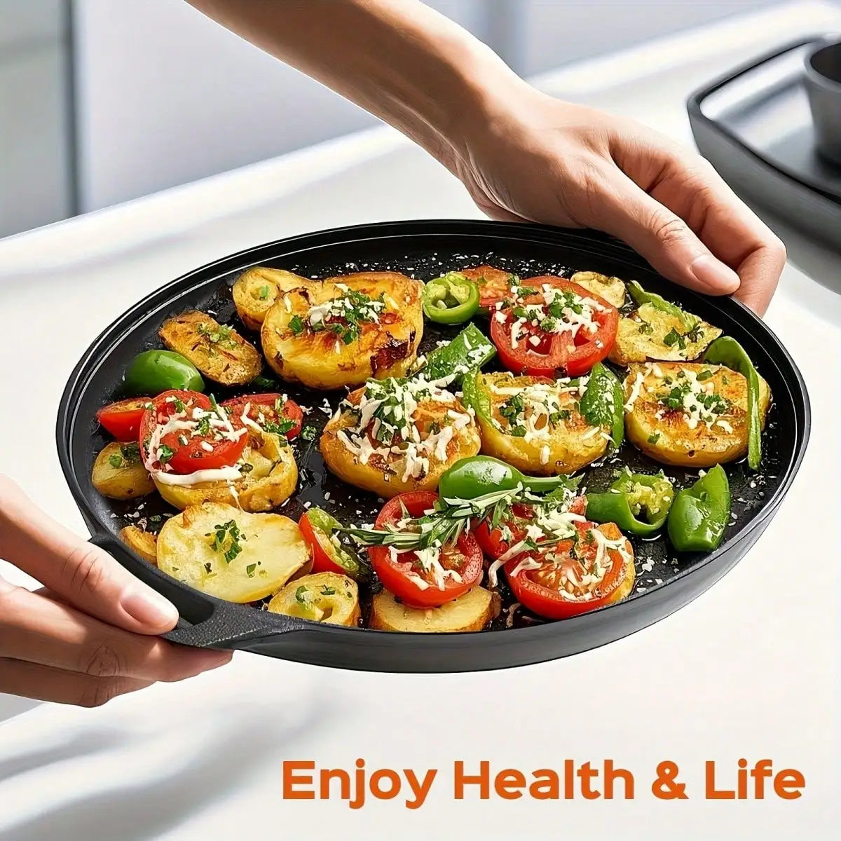 Preseasoned Cast Iron Grill Skillet With Dual Handles