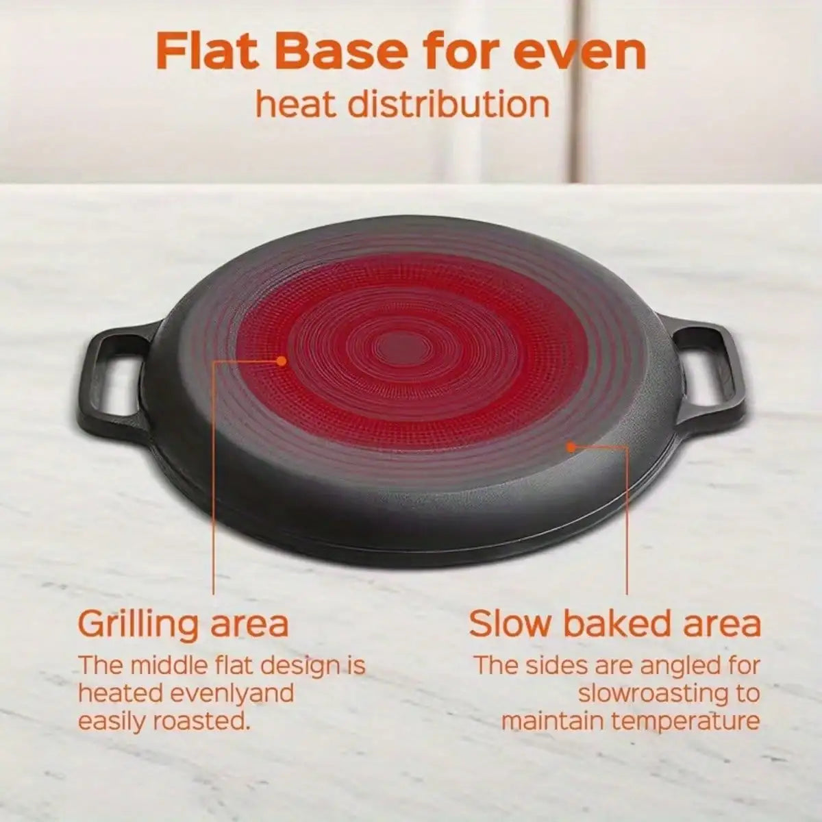 Preseasoned Cast Iron Grill Skillet With Dual Handles