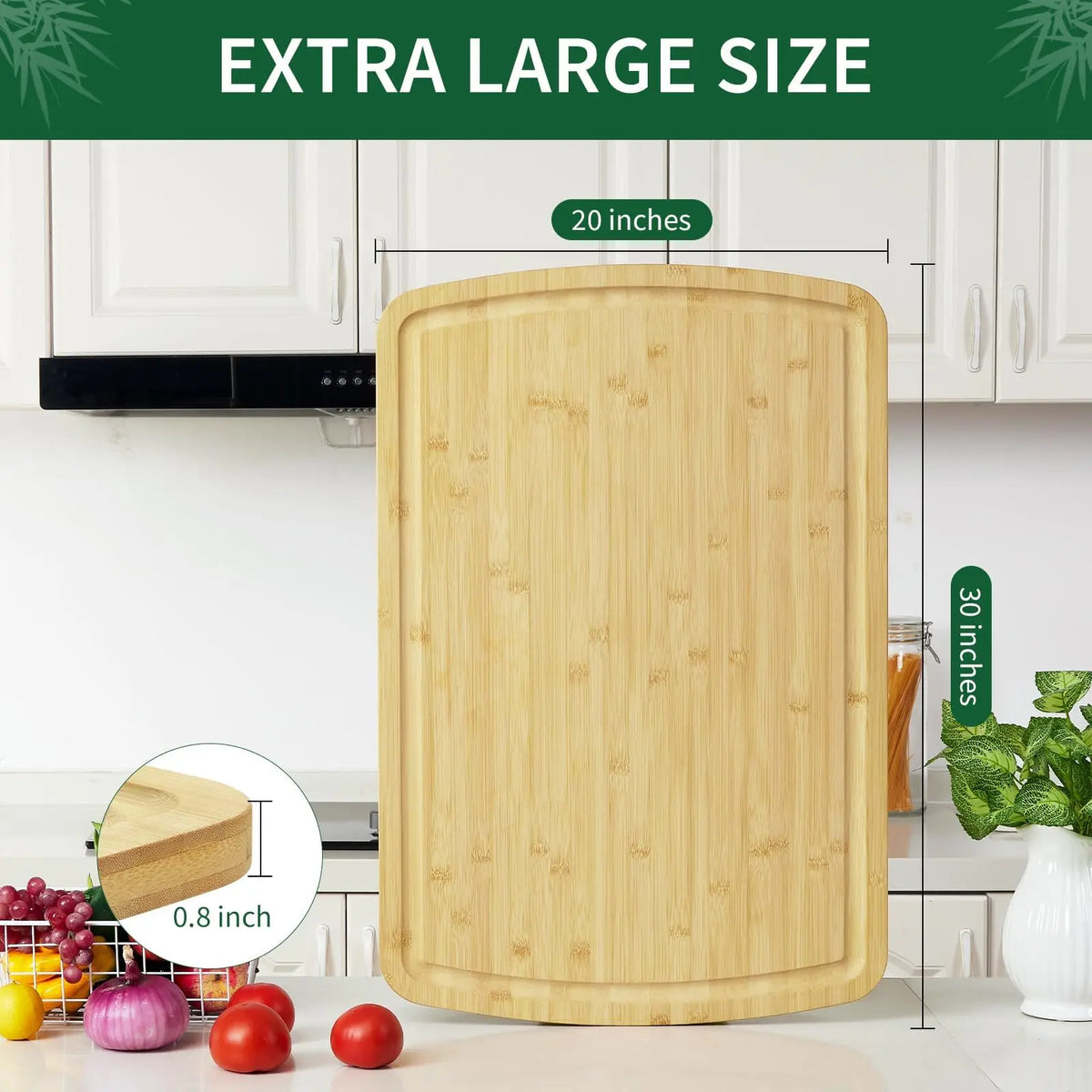 Bamboo Cutting Board With Deep Juice Grooves