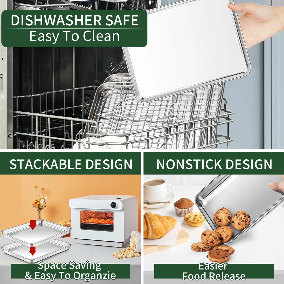 Stainless Steel Baking Sheet Set With Cooling Racks
