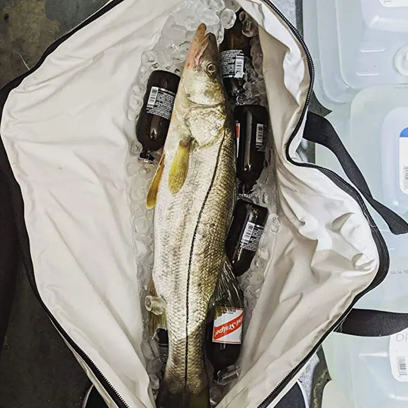 Insulated Fish Cooler Bag Drain Plug Leakproof Storage