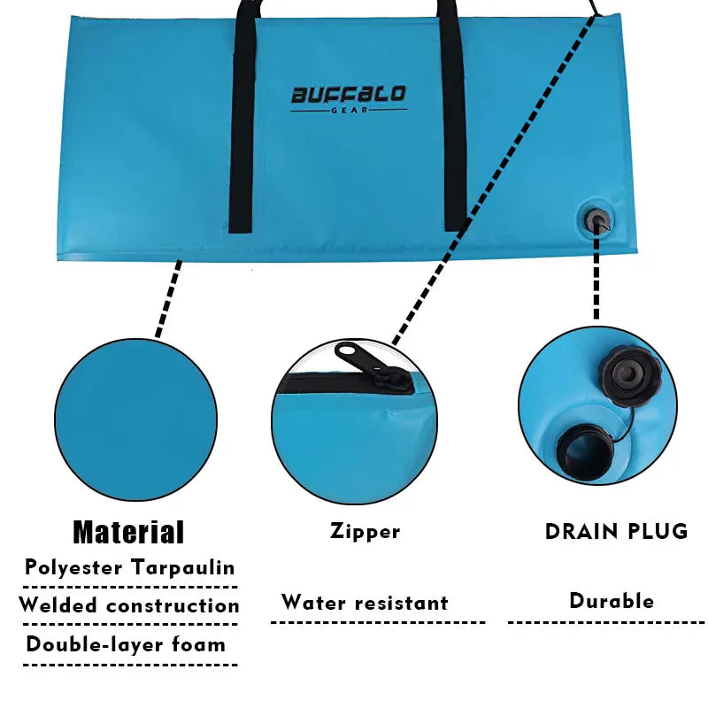Insulated Fish Cooler Bag Drain Plug Leakproof Storage
