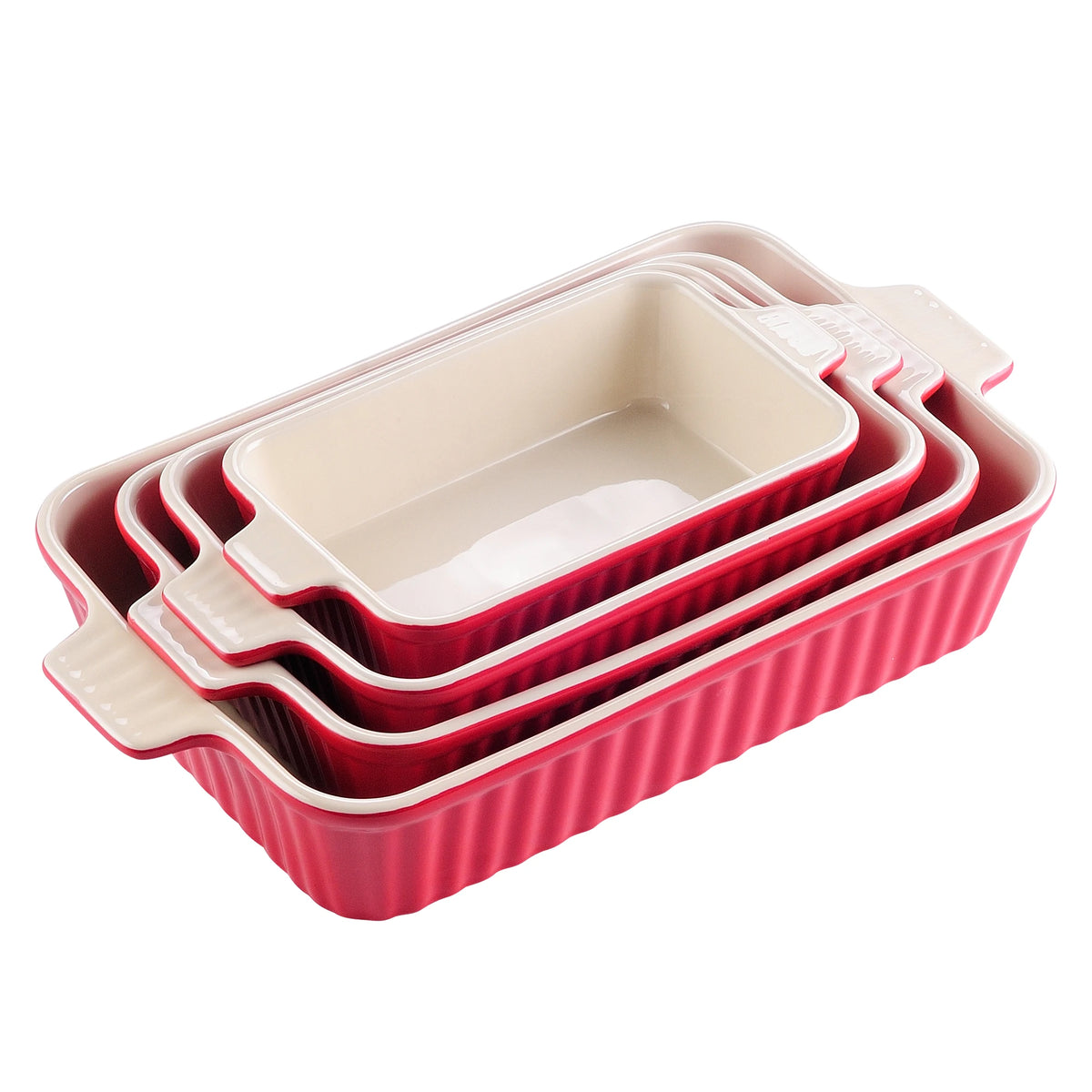 MALACASA 4-Piece Ceramic Baking Dishes Set With Handles