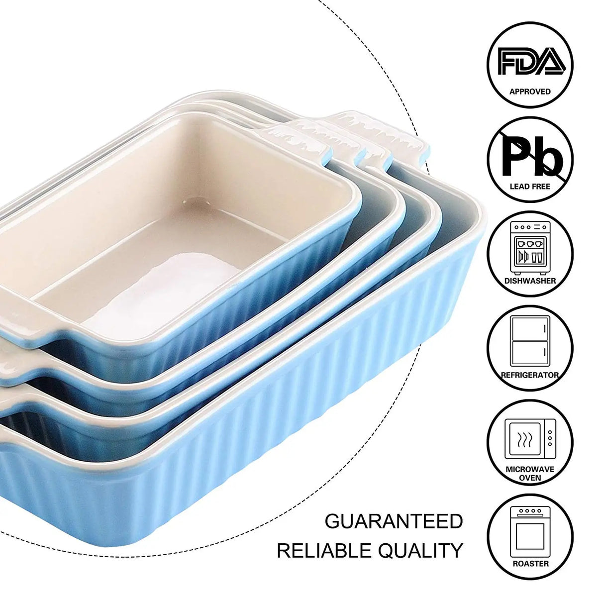 MALACASA 4-Piece Ceramic Baking Dishes Set With Handles