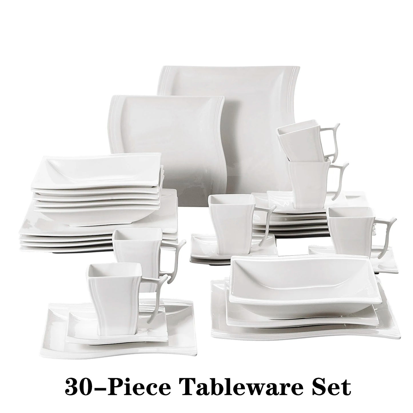 Malcasa Flora 30 Piece White Porcelain Dinnerware Set