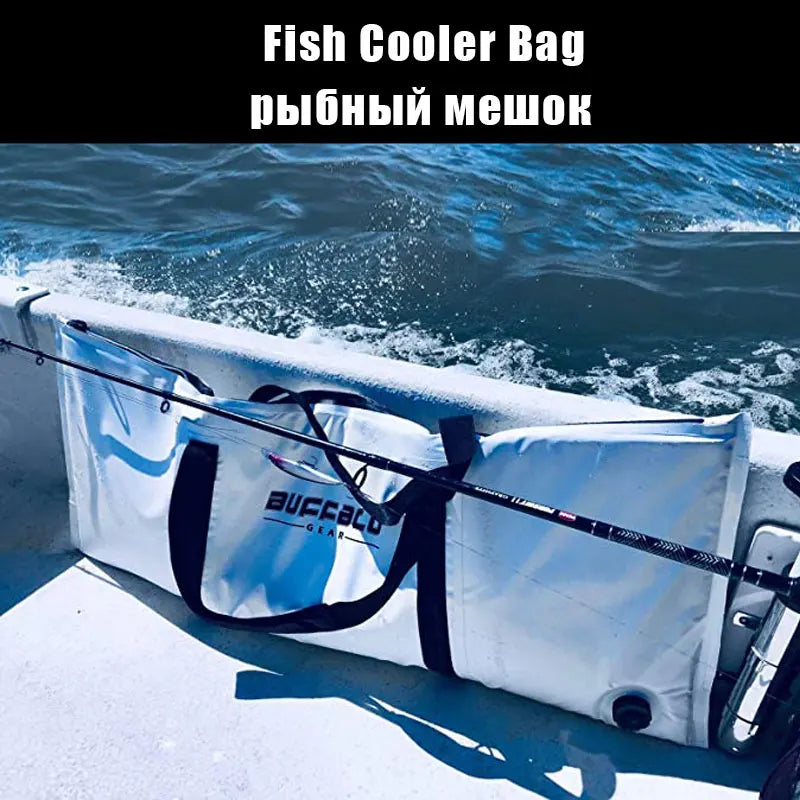 Insulated Fish Cooler Bag Drain Plug Leakproof Storage