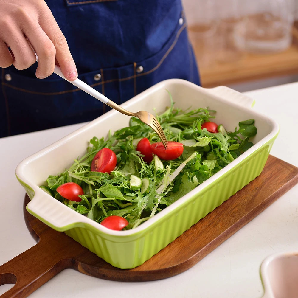 MALACASA 4-Piece Ceramic Baking Dishes Set With Handles