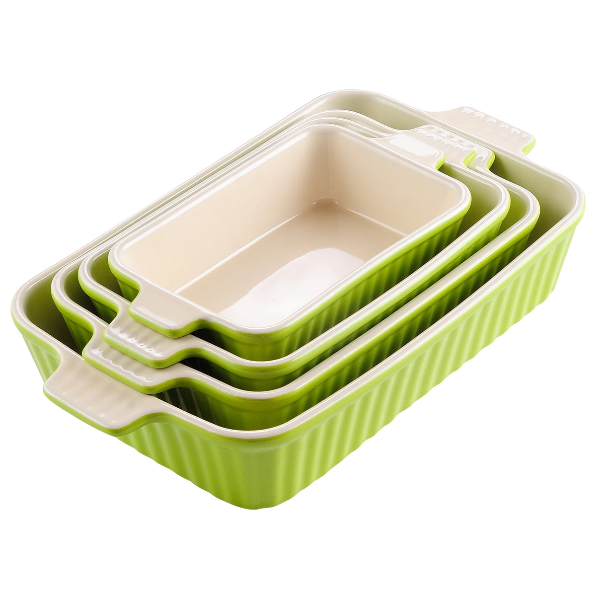 MALACASA 4-Piece Ceramic Baking Dishes Set With Handles