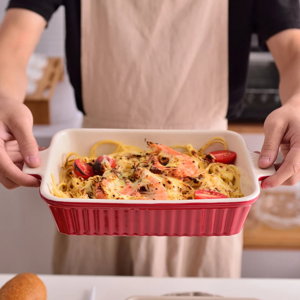 MALACASA 4-Piece Ceramic Baking Dishes Set With Handles