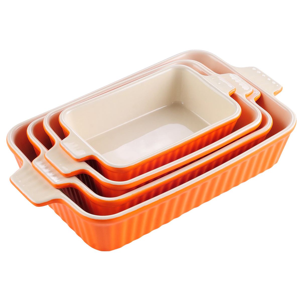 MALACASA 4-Piece Ceramic Baking Dishes Set With Handles