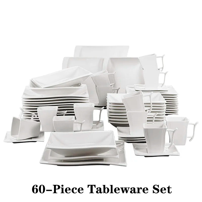 Malcasa Flora 30 Piece White Porcelain Dinnerware Set
