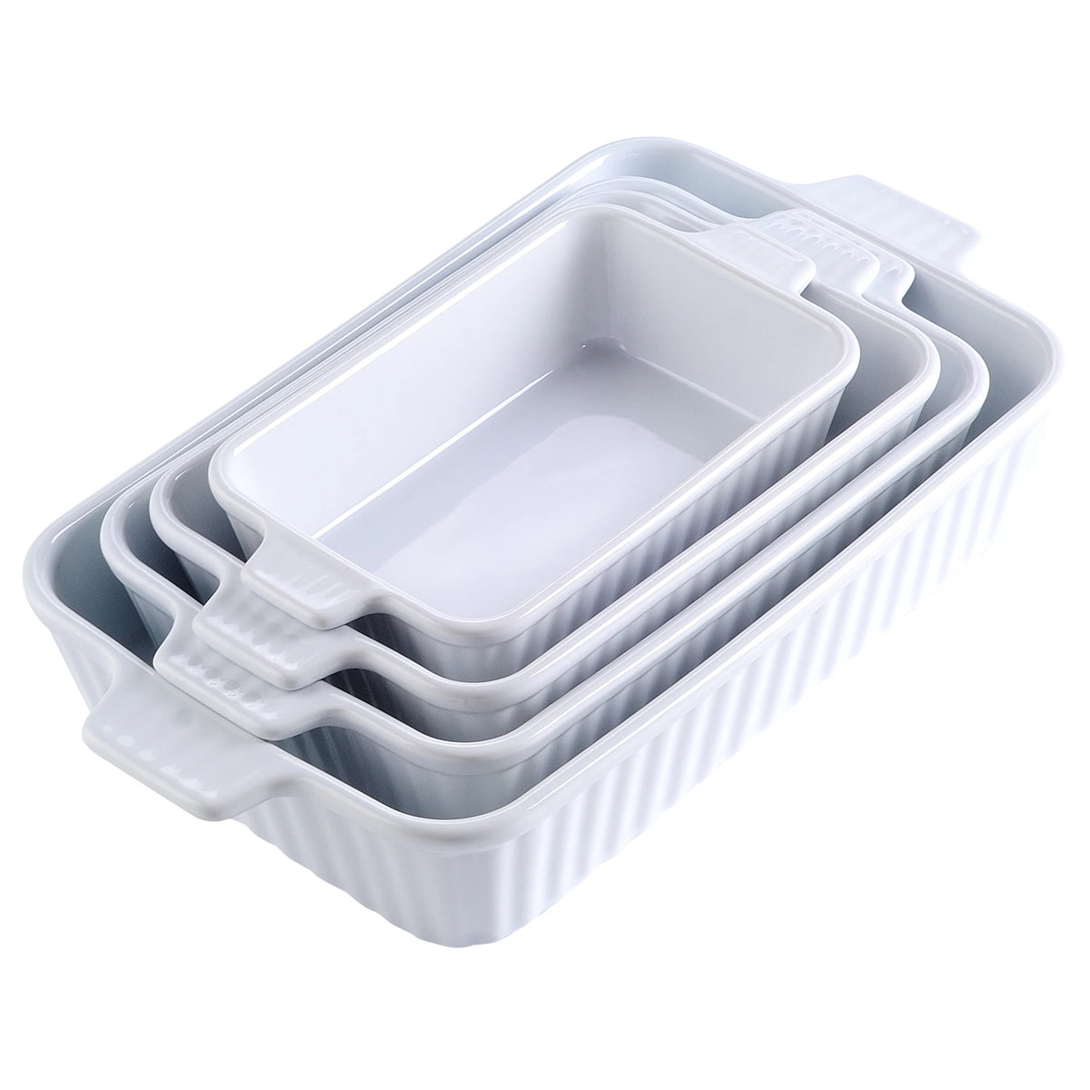 MALACASA 4-Piece Ceramic Baking Dishes Set With Handles
