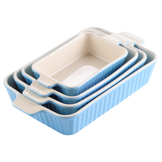 MALACASA 4-Piece Ceramic Baking Dishes Set With Handles