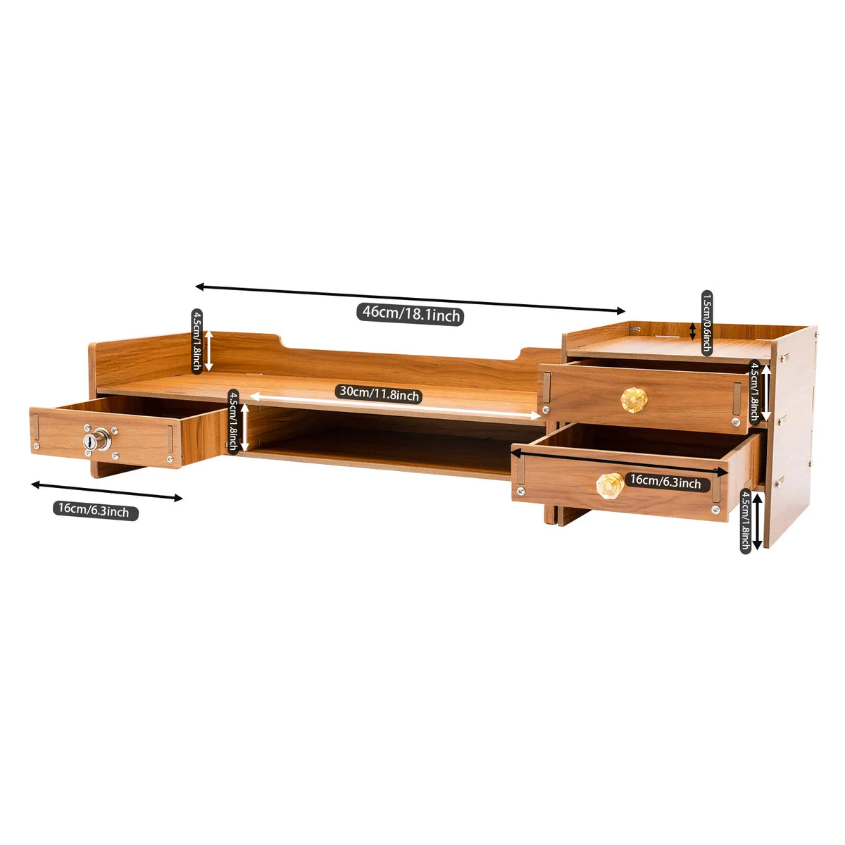 Tabletop Wooden Desk Organizer With Drawers