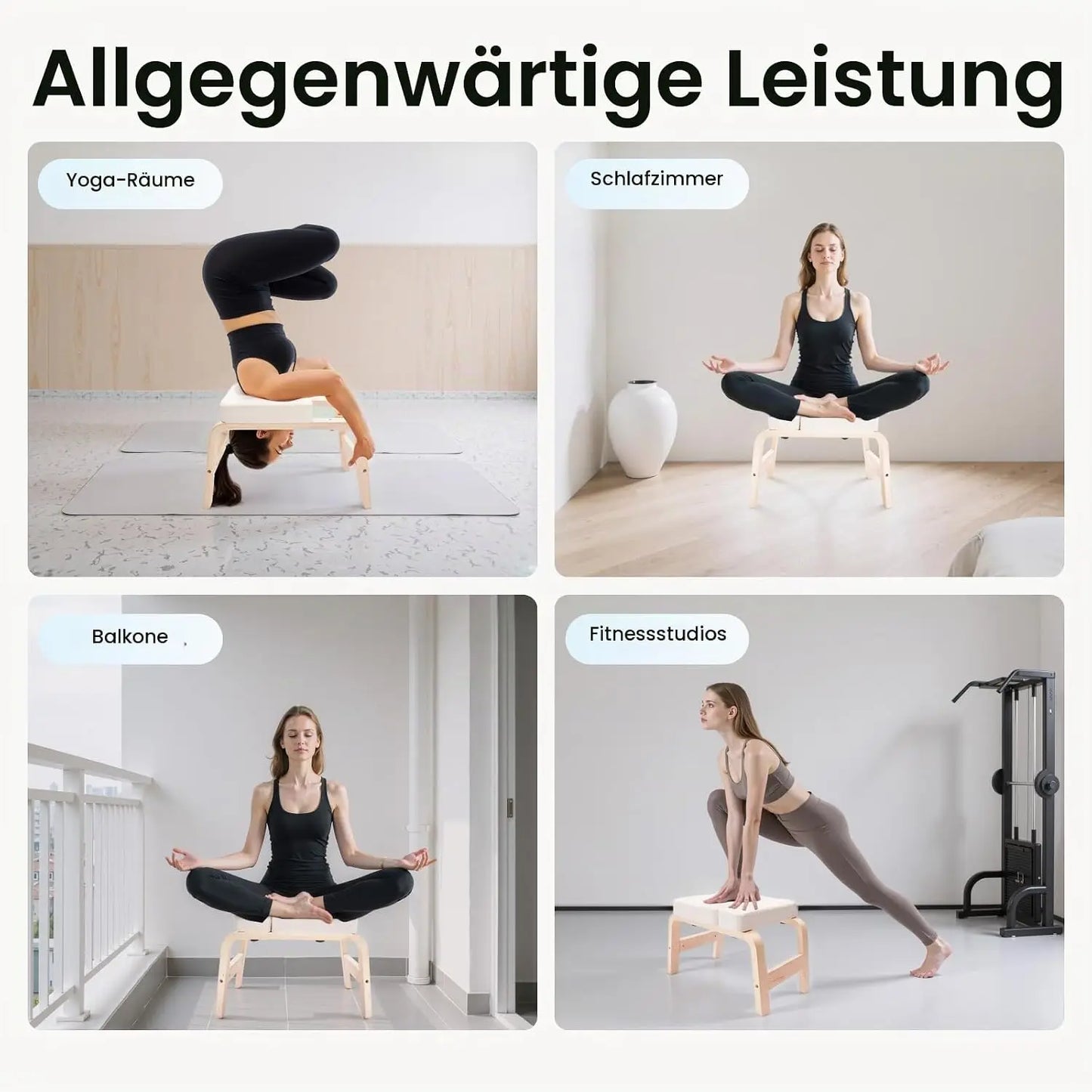 Solid Wood Yoga Headstand Stool With PU Cushion