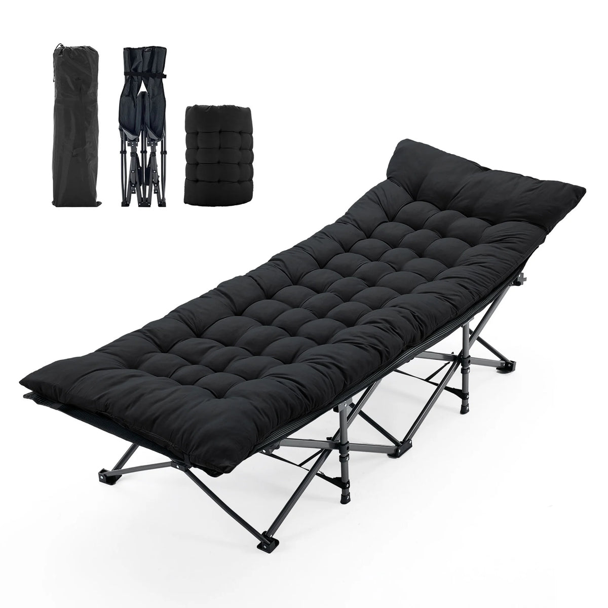JHK Folding Camping Bed Lounge Chair Portable Outdoor Cot
