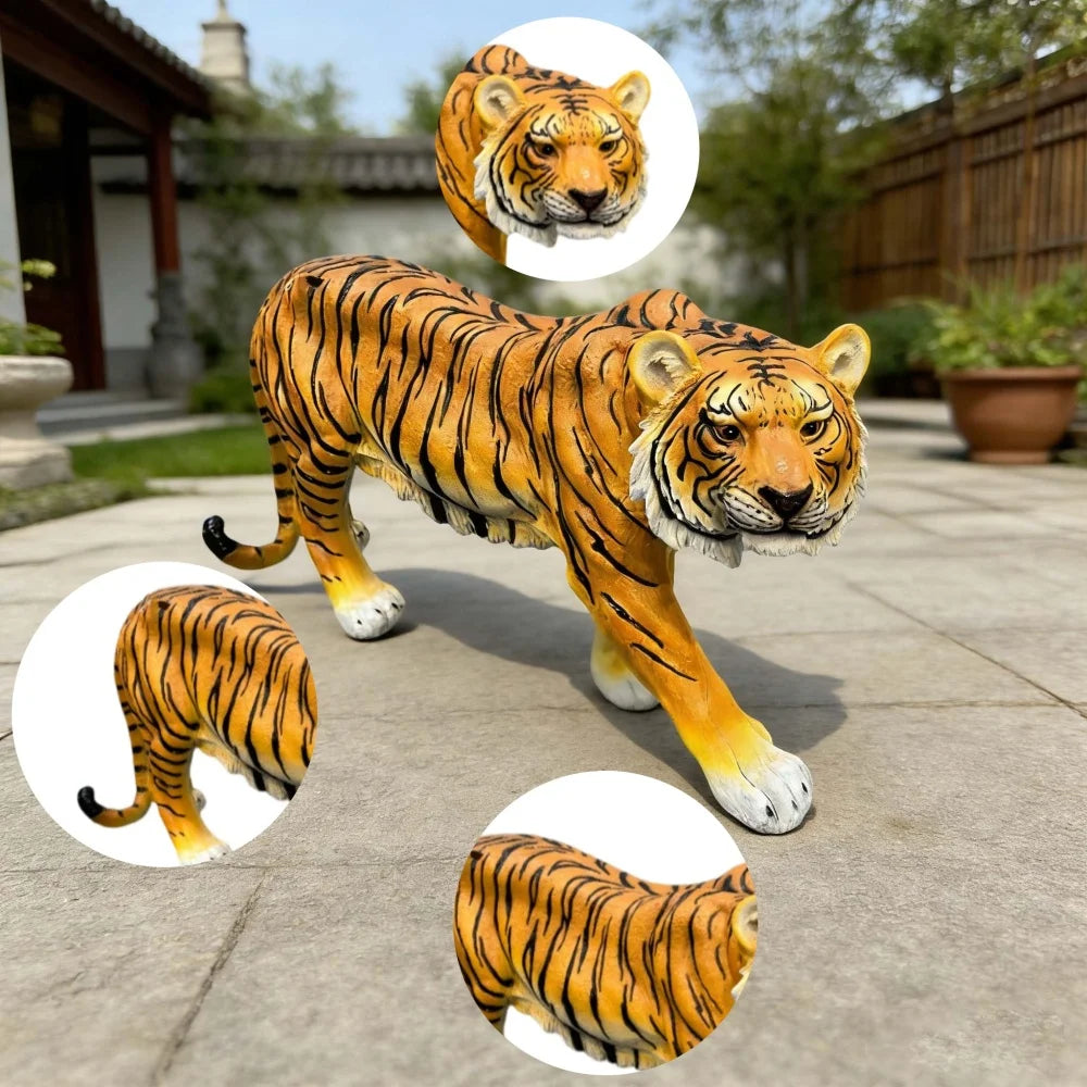 Simulated Tiger Resin Statue For Garden And Outdoor Decor