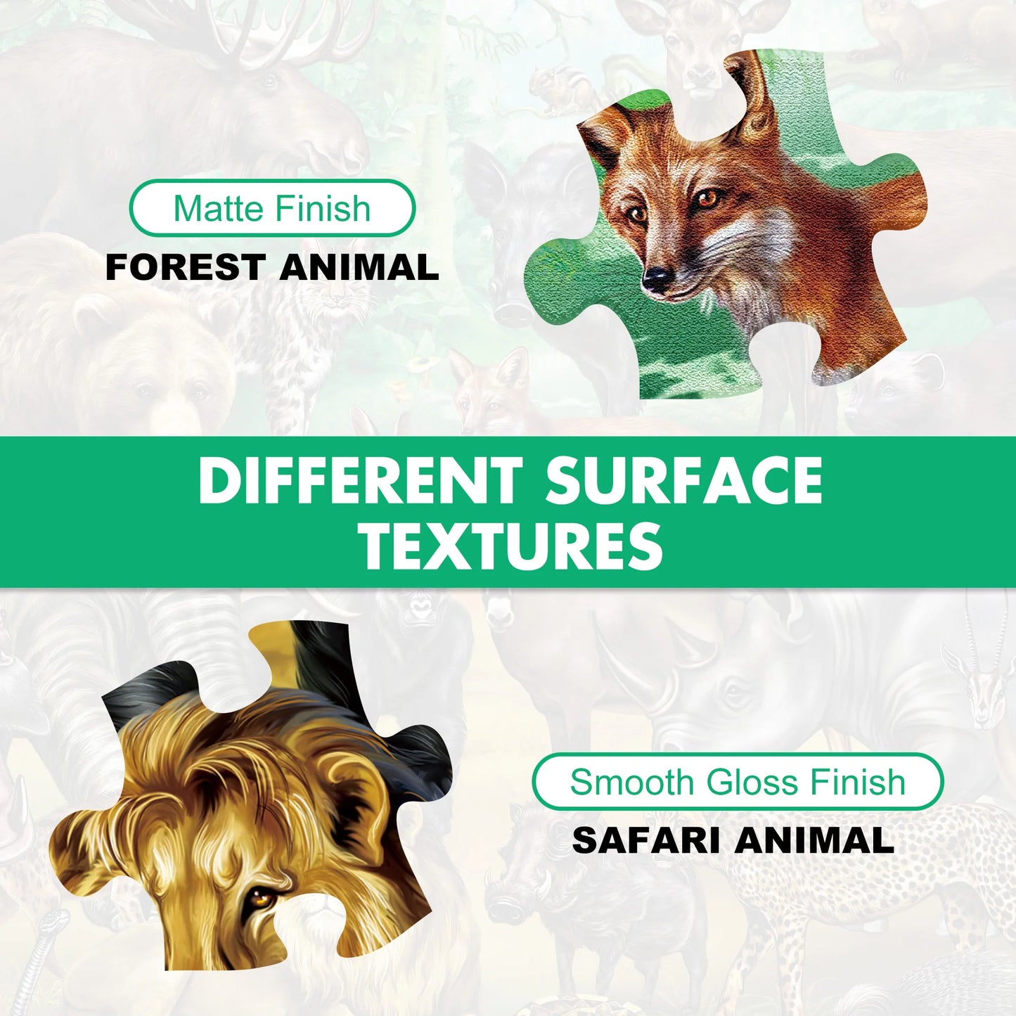 Wild Animals Double Sided 100 Piece Learning Jigsaw Puzzle