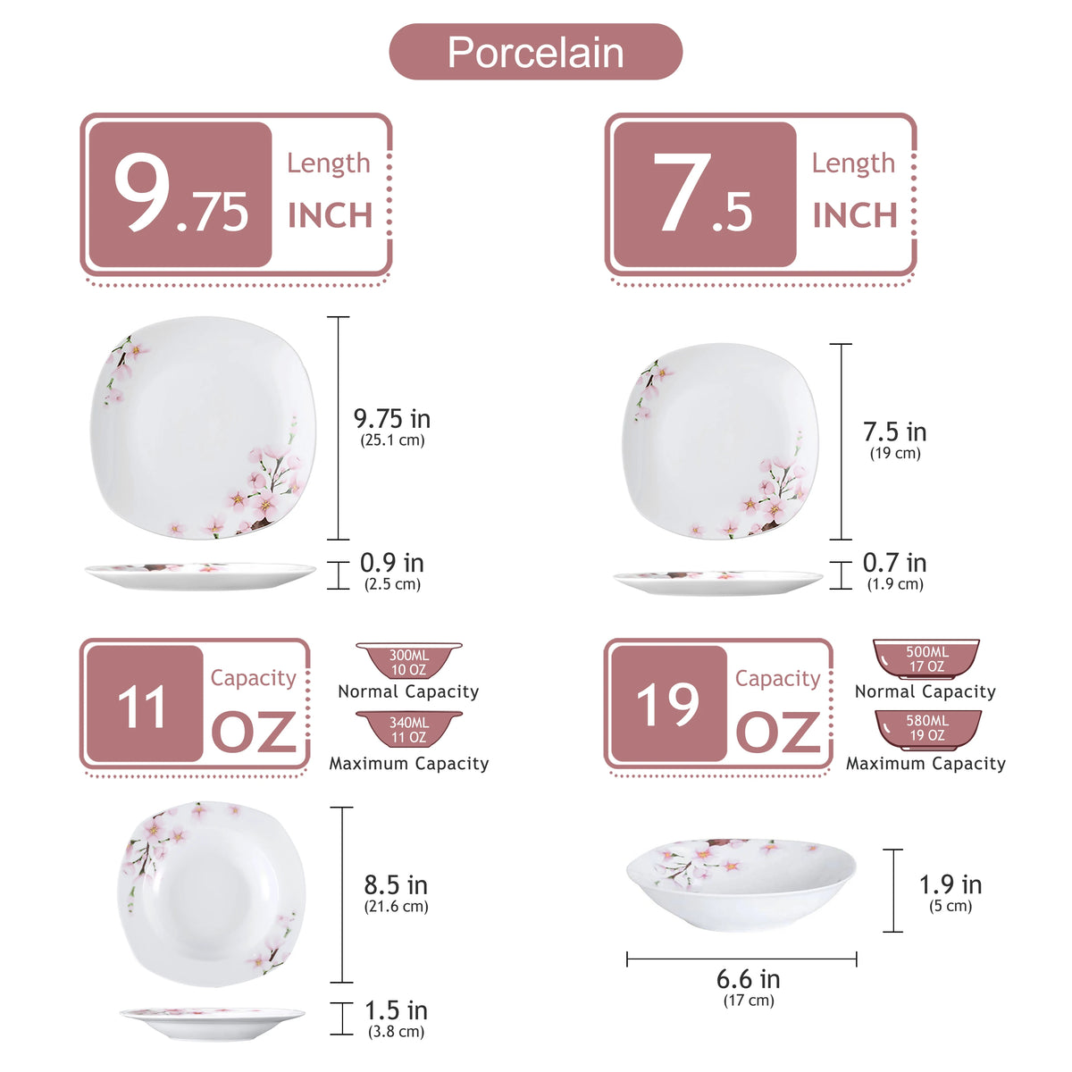 Malacasa Floral Porcelain Dinnerware Set
