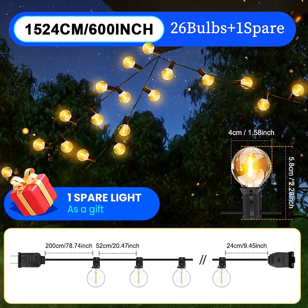 Aiopp LED Globe String Lights Outdoor Waterproof Bulbs