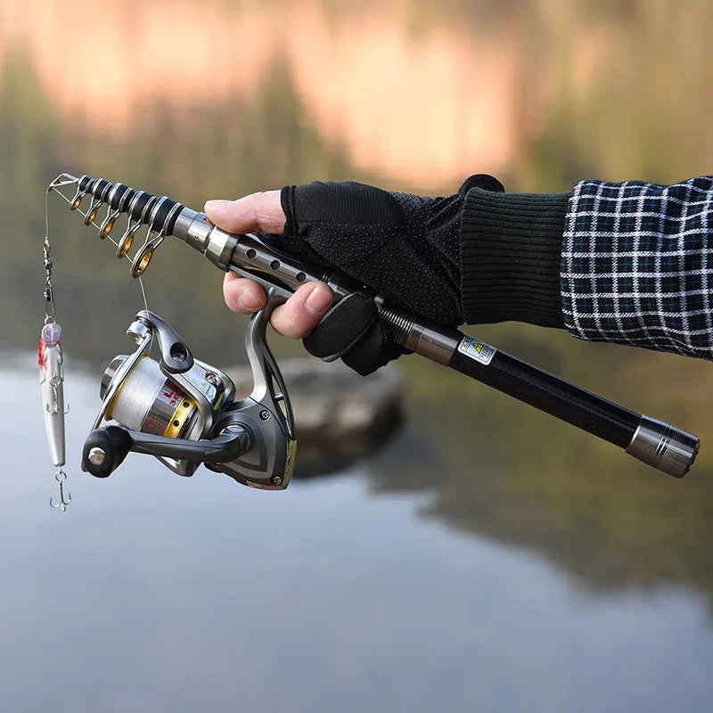 Ultralight Carbon Fiber Telescopic Fishing Rod And Reel Combo