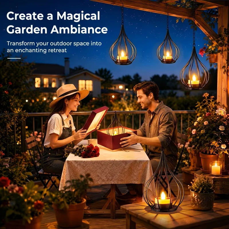Kpstek 2 Pack Hanging Solar Lanterns Waterproof