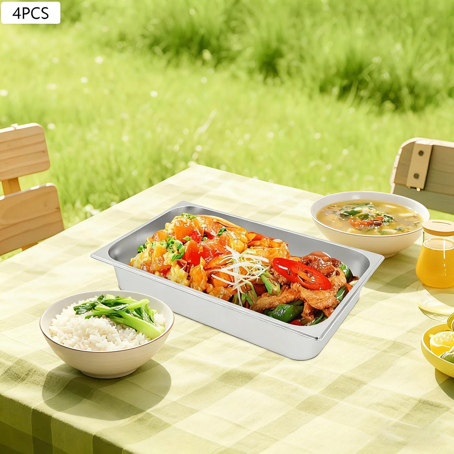 Bymaocar Stainless Steel Steam Table Pan And Lid Set