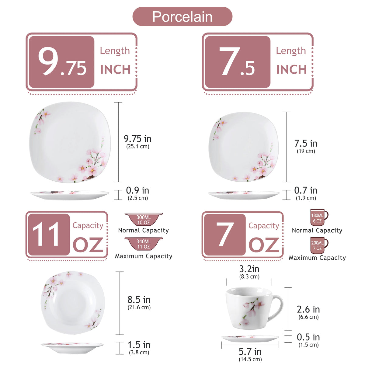Malacasa Floral Porcelain Dinnerware Set