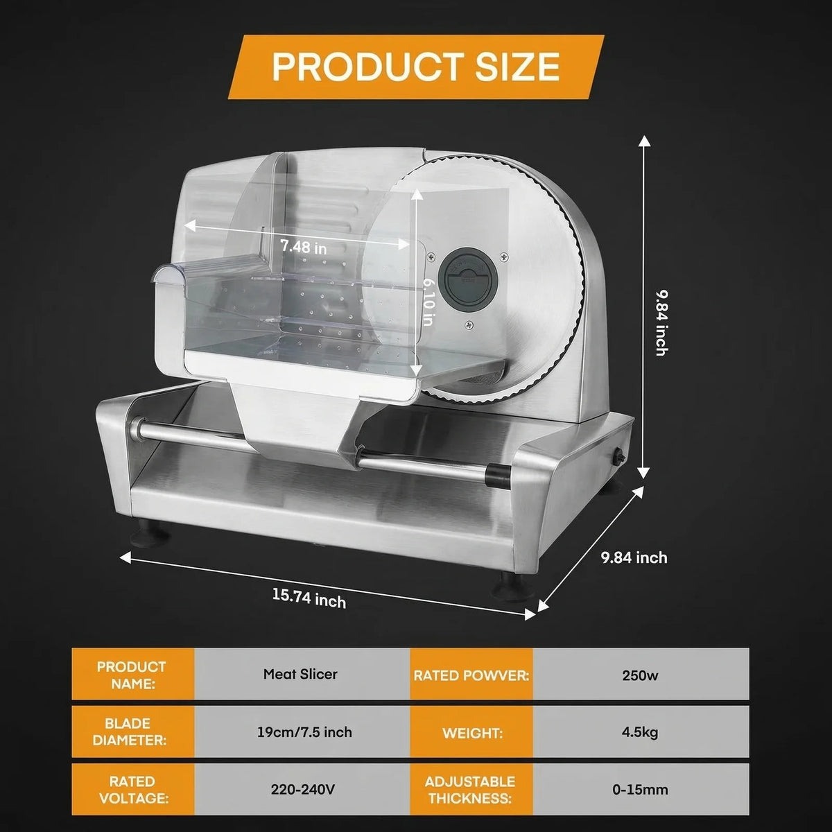 Compact Electric Deli Slicer With Adjustable Thickness Dial