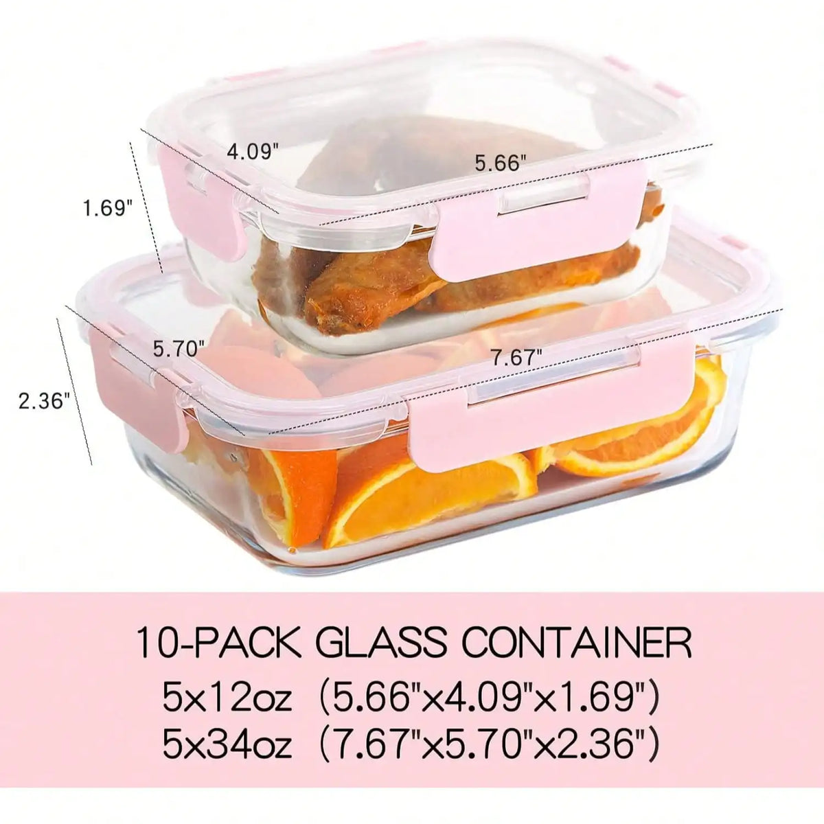 Clear Glass Food Storage Containers With Snap Lock Lids