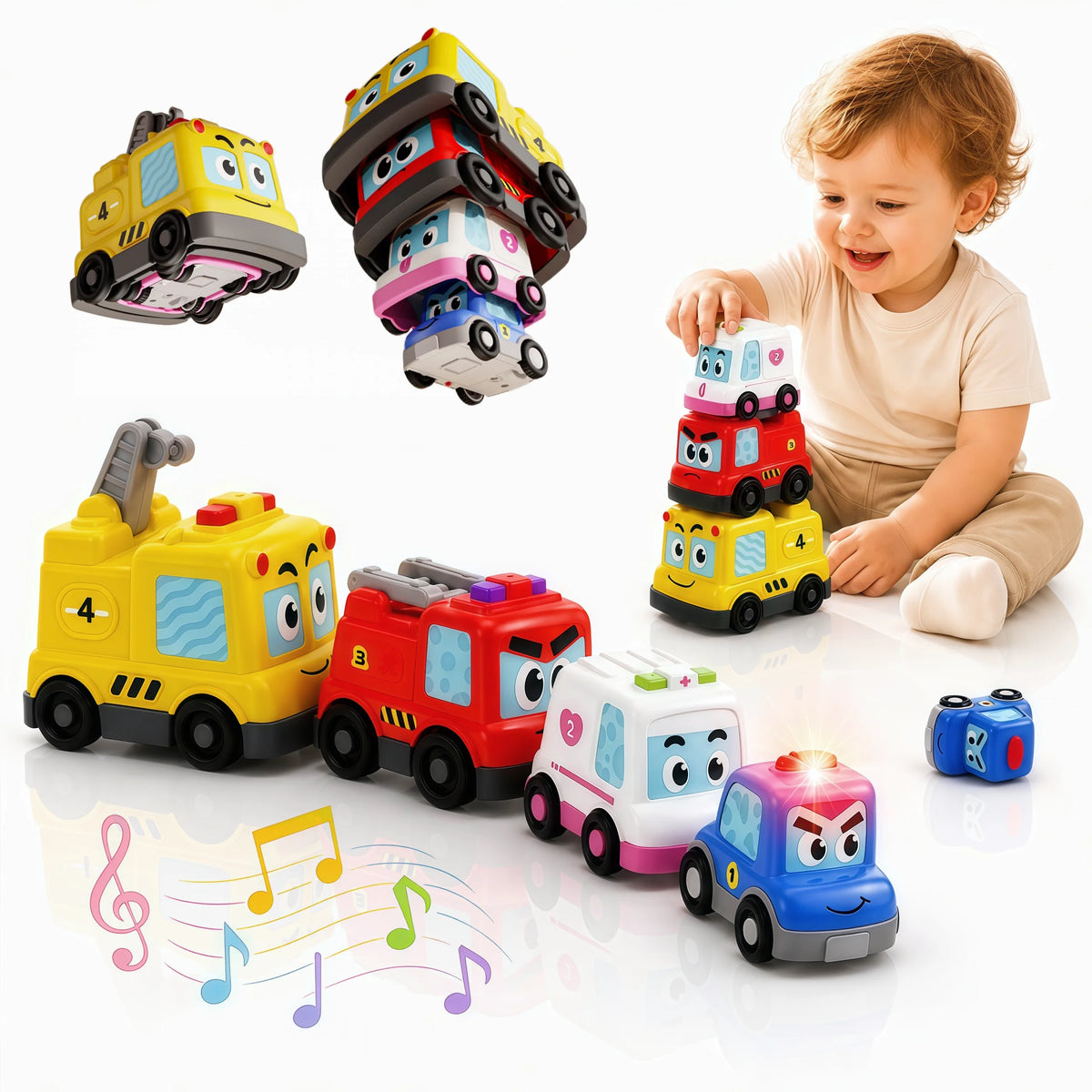 Hotfree Montessori 4in1 Magnetic Toddler Toy Cars