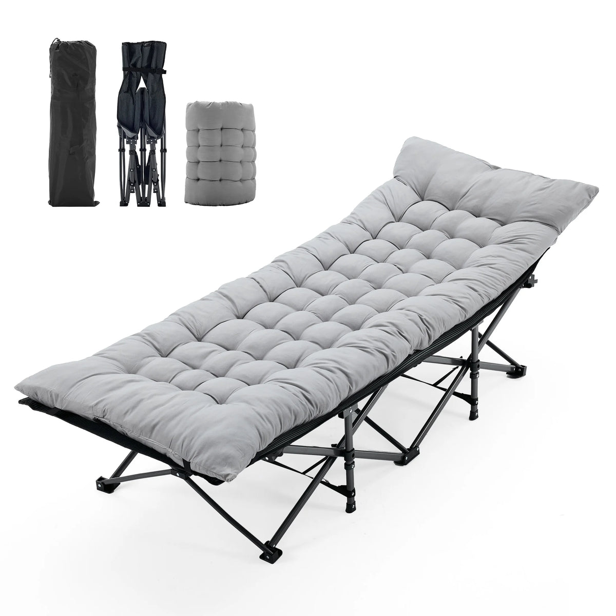 JHK Folding Camping Bed Lounge Chair Portable Outdoor Cot