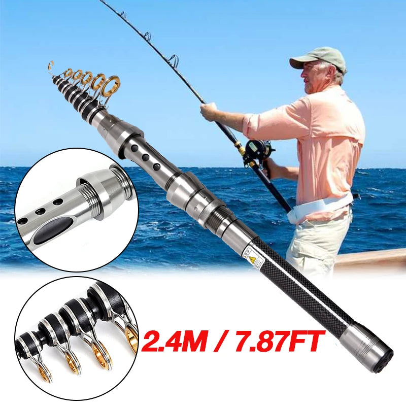 Ultralight Carbon Fiber Telescopic Fishing Rod And Reel Combo
