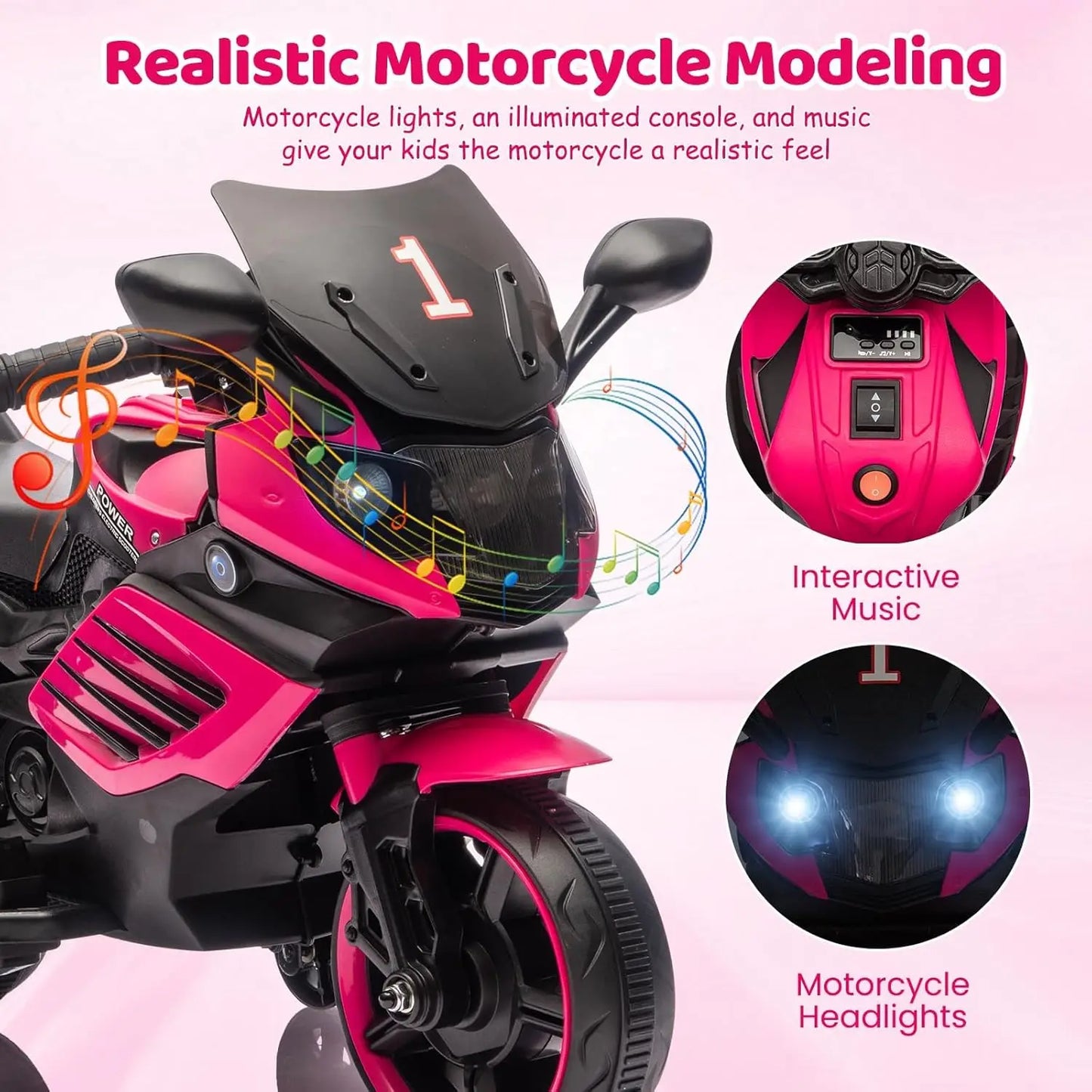 HiMISS 6V Electric Ride On Motorcycle For Toddlers